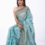 Sky Blue Cotton Jamdani Saree
