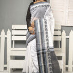 White & BlackHalf Silk Saree