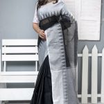 Black and White Cotton Saree