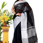 Black and White Cotton Saree