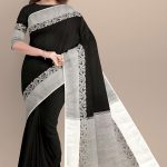 Black and White Half Silk saree