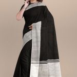 Black and Ash Half Silk saree