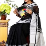 Black and White Half Silk saree
