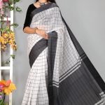 Black and White Half Silk saree