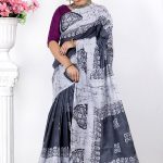 Black and White Cotton Batik Saree