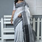 Black and White Cotton Saree