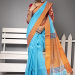 Light Blue Color Half Silk Saree