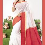 White-Red Half Silk Saree