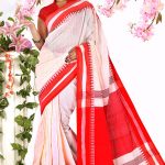 White-Red Half Silk Saree