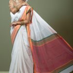 White-Red Half Silk Saree