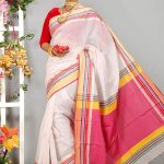 White-Red Half Silk Saree