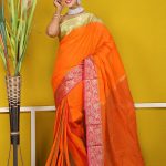 Orange Color Cotton Saree