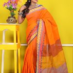 Orange Color Cotton Saree