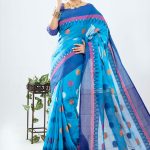 Cyan Half Silk Saree