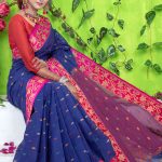 Blue Color Cotton Saree