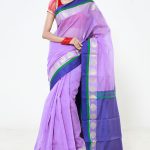 Purple Half  Silk  Saree