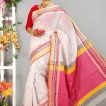Red and White Half  Silk  Saree