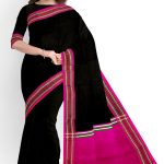 Black and Magenta Half Silk Saree