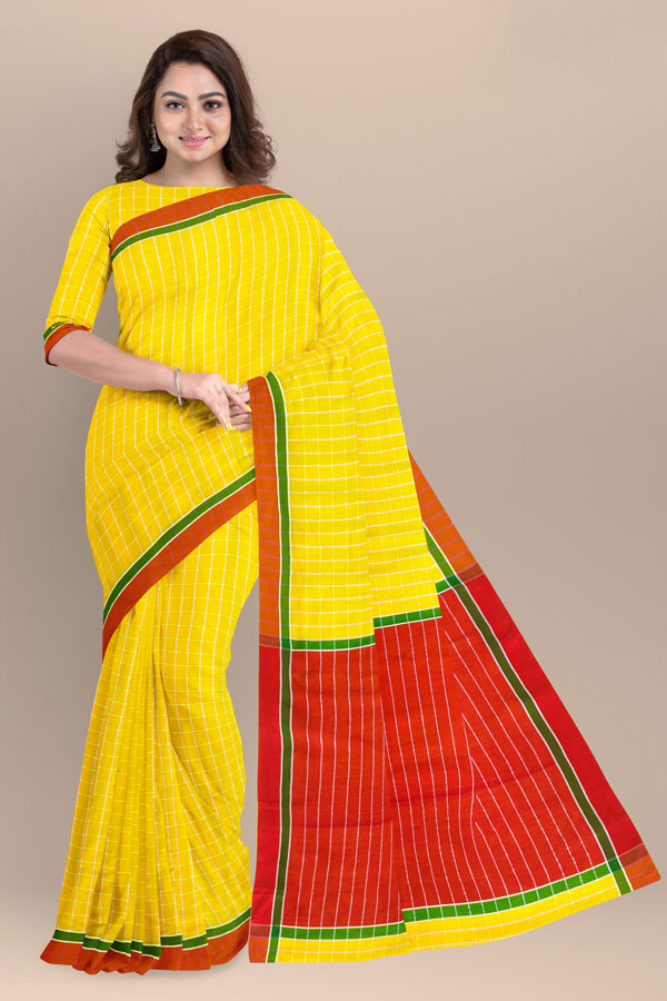 Contrast Color Border And Pallu With All Over Butta Worked One Silk Saree