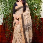 Off-White Cotton saree