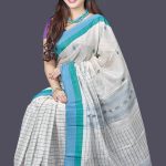 White Mercerized Cotton Saree