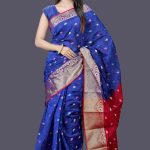 Blue Mercerized Cotton Saree