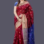 Maroon Mercerized Cotton Saree