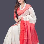 White And Red Half Silk Saree