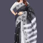 Black  And White Half Silk Saree