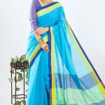 Sky Blue Cotton Saree