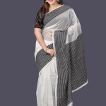 Black and White Muslin Jamdani Saree