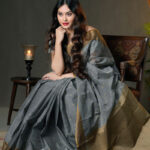 Ash Tangail Handwoven Cotton Saree with Cotton Body Work